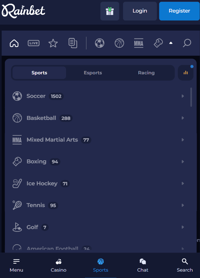 Zakłady sportowe Rainbet PL
