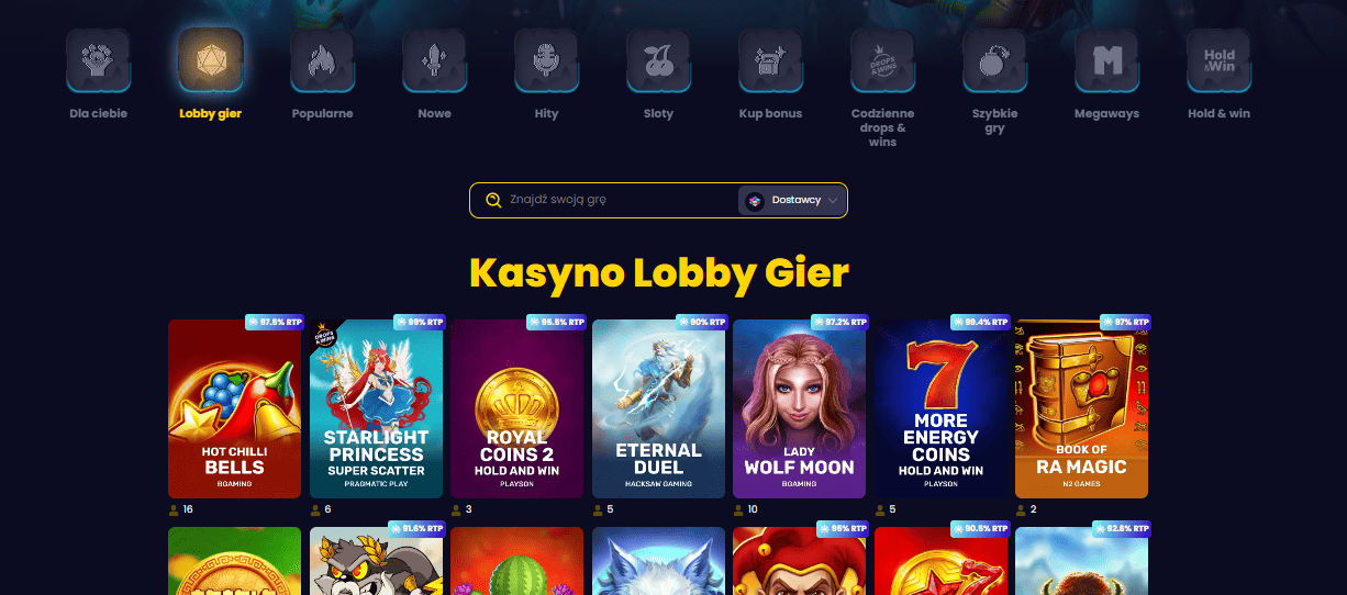Interfejs Platformy I Katalog Gier Slotsgem